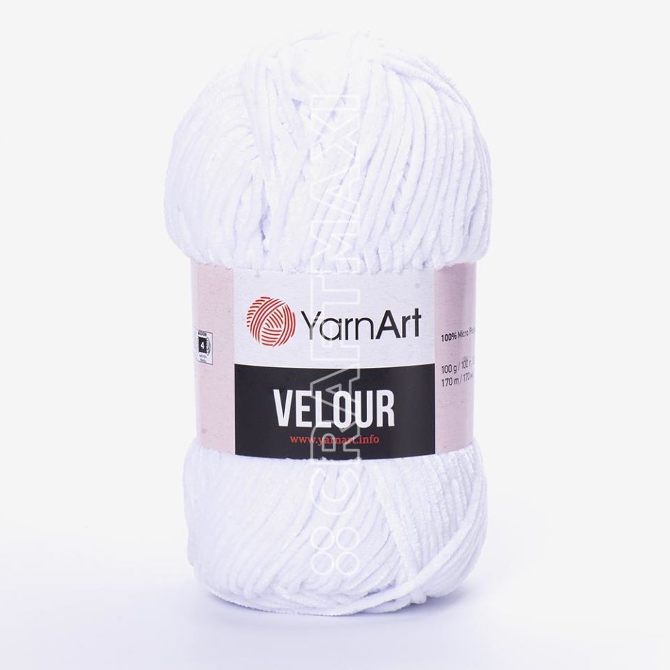 YARNART VELOUR - KADİFE EL ÖRGÜ İPİ BEYAZ - 840