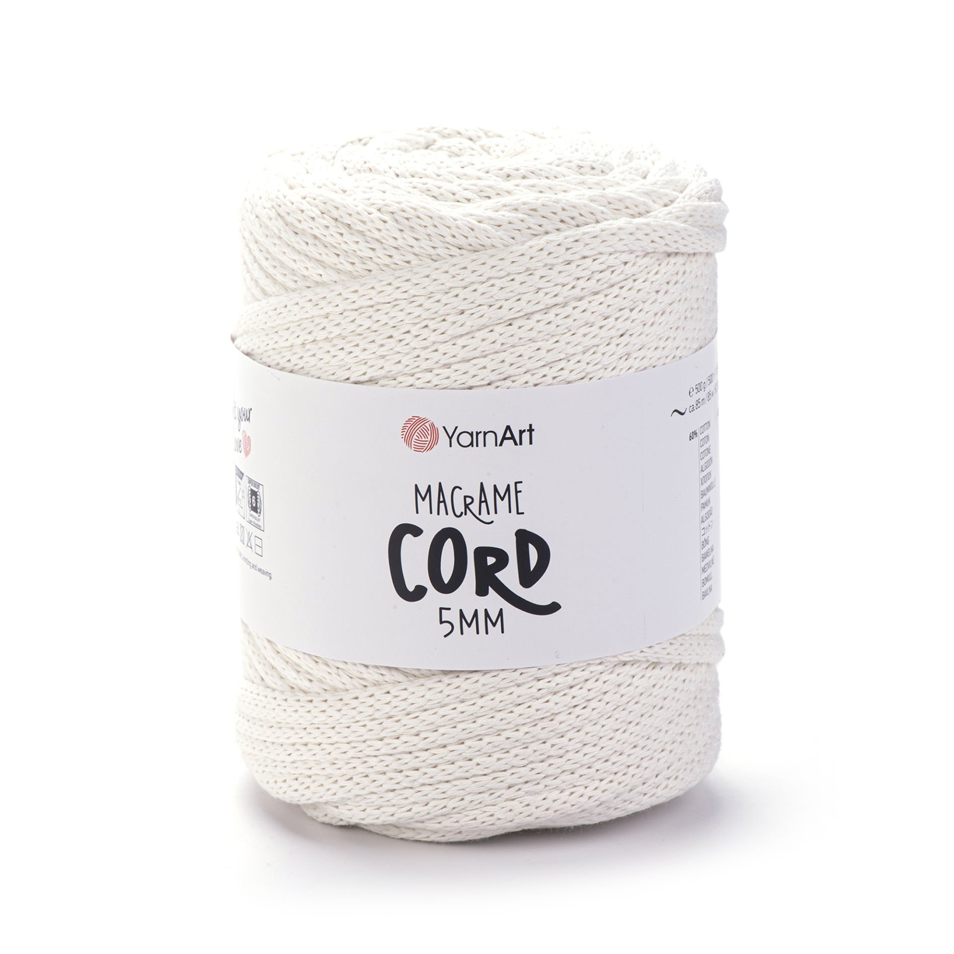 YARNART MACRAME CORD 5 MM - MAKROME EL ÖRGÜ İPİ AÇIK KREM - 752