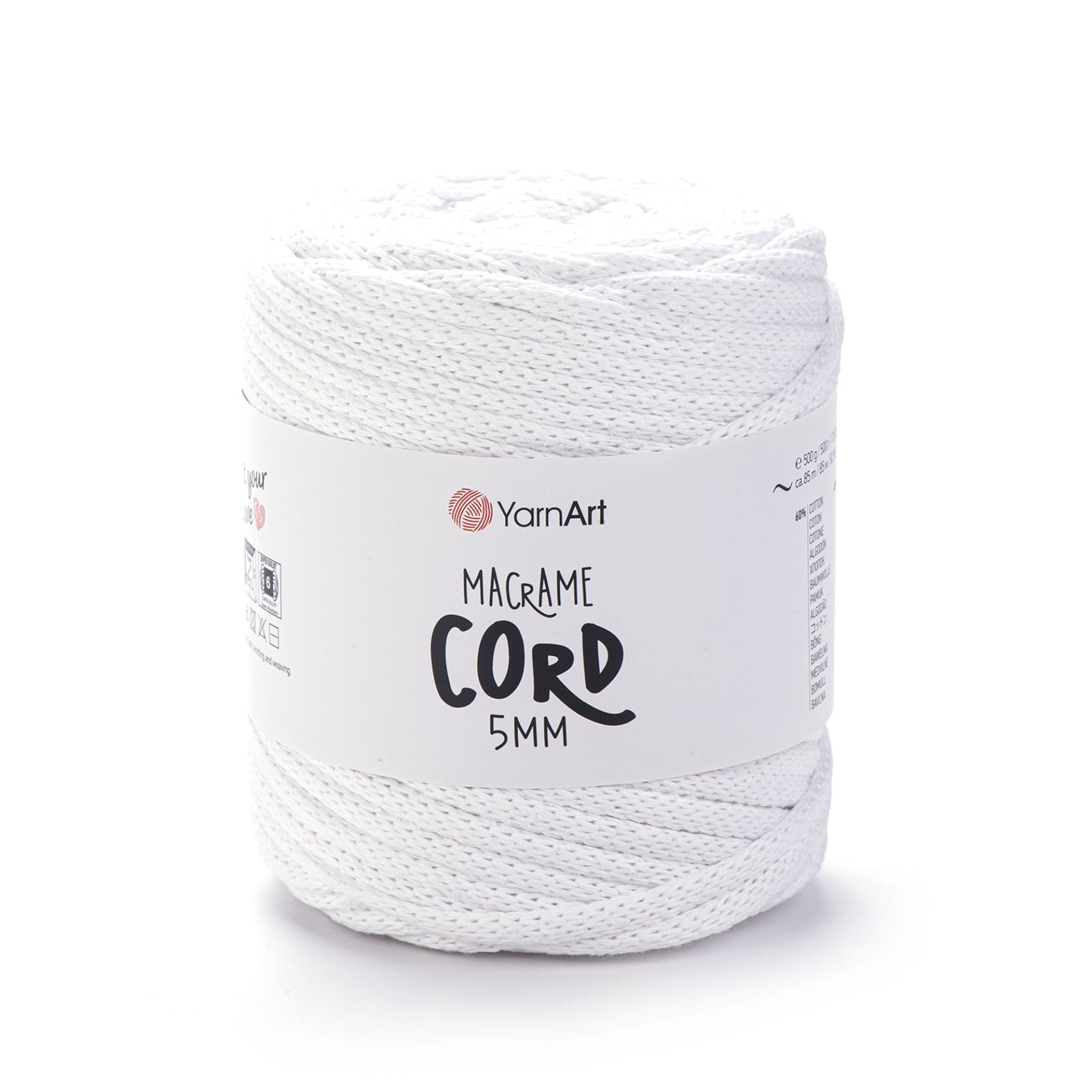 YARNART MACRAME CORD 5 MM - MAKROME EL ÖRGÜ İPİ BEYAZ - 751