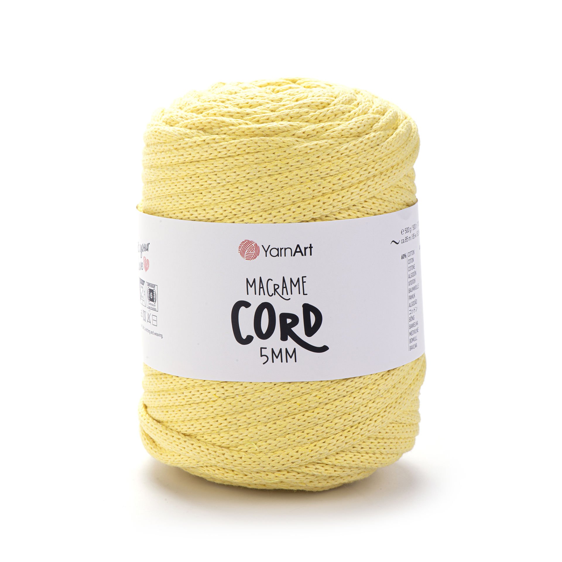 YARNART MACRAME CORD 5 MM - MAKROME EL ÖRGÜ İPİ SARI - 754