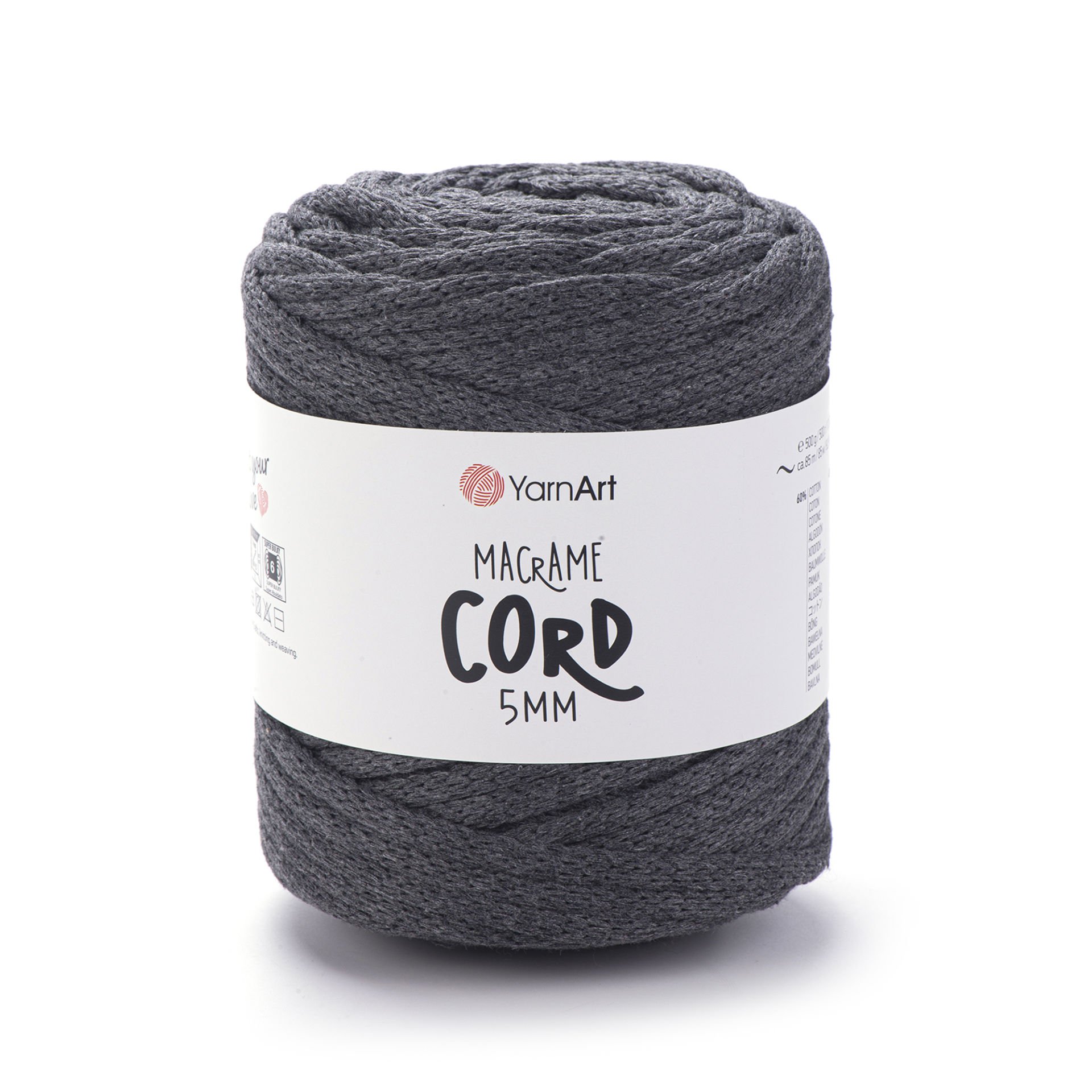 YARNART MACRAME CORD 5 MM - MAKROME EL ÖRGÜ İPİ ANTRASİT - 758