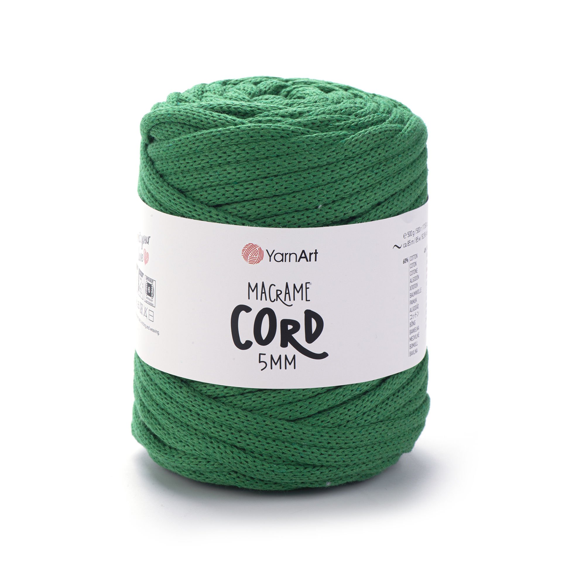 YARNART MACRAME CORD 5 MM - MAKROME EL ÖRGÜ İPİ KOYU YEŞİL - 759
