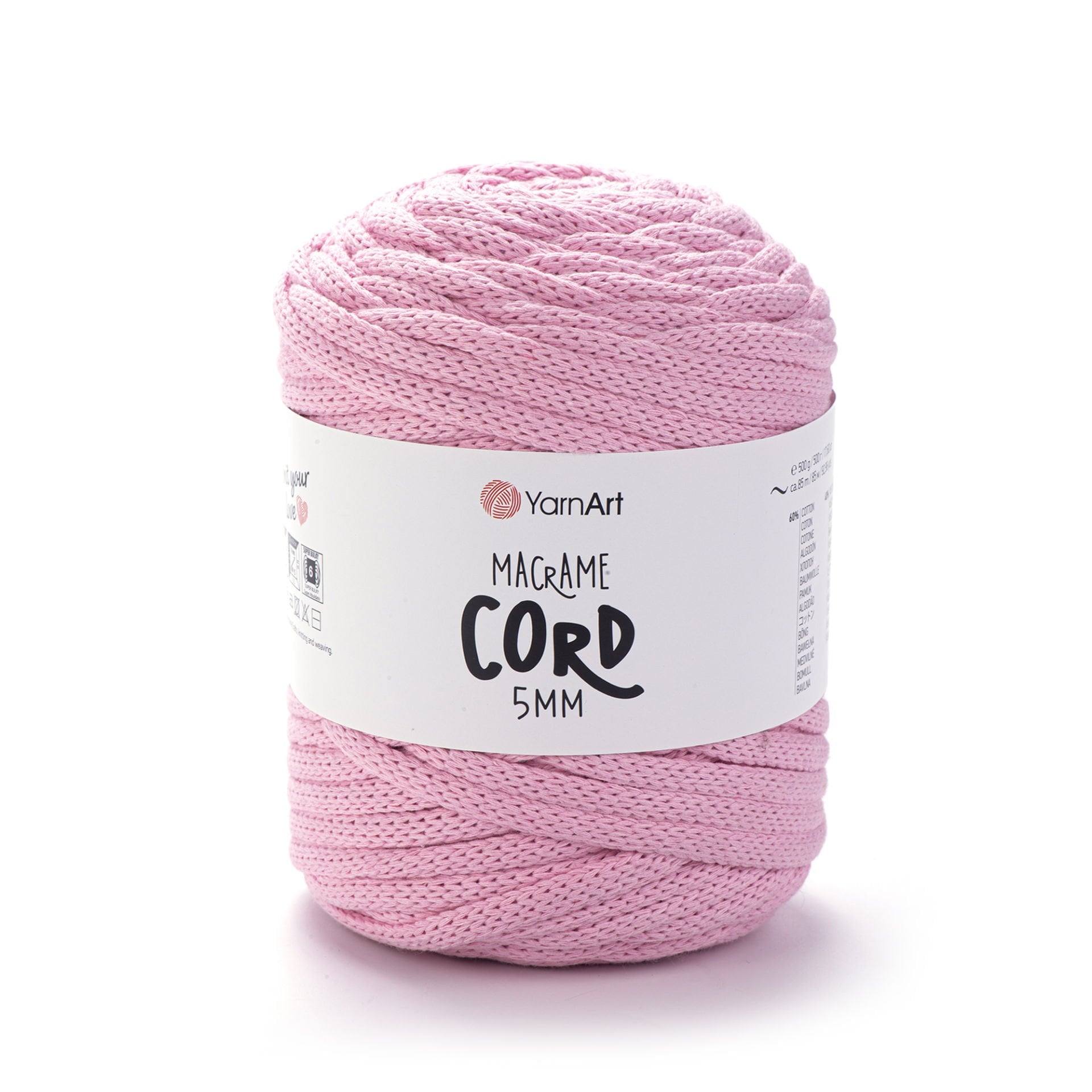 YARNART MACRAME CORD 5 MM - MAKROME EL ÖRGÜ İPİ PEMBE - 762