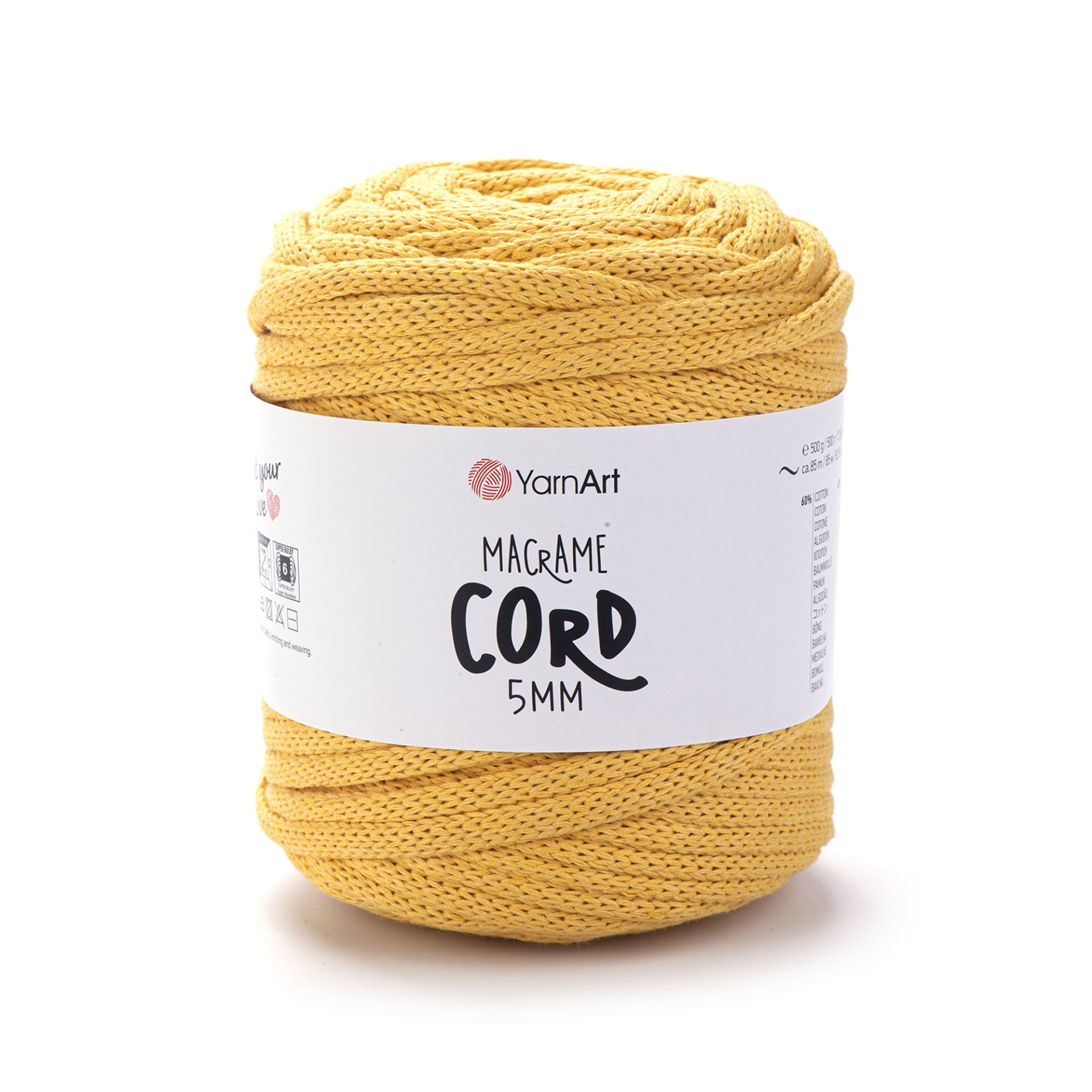 YARNART MACRAME CORD 5 MM - MAKROME EL ÖRGÜ İPİ HARDAL - 764