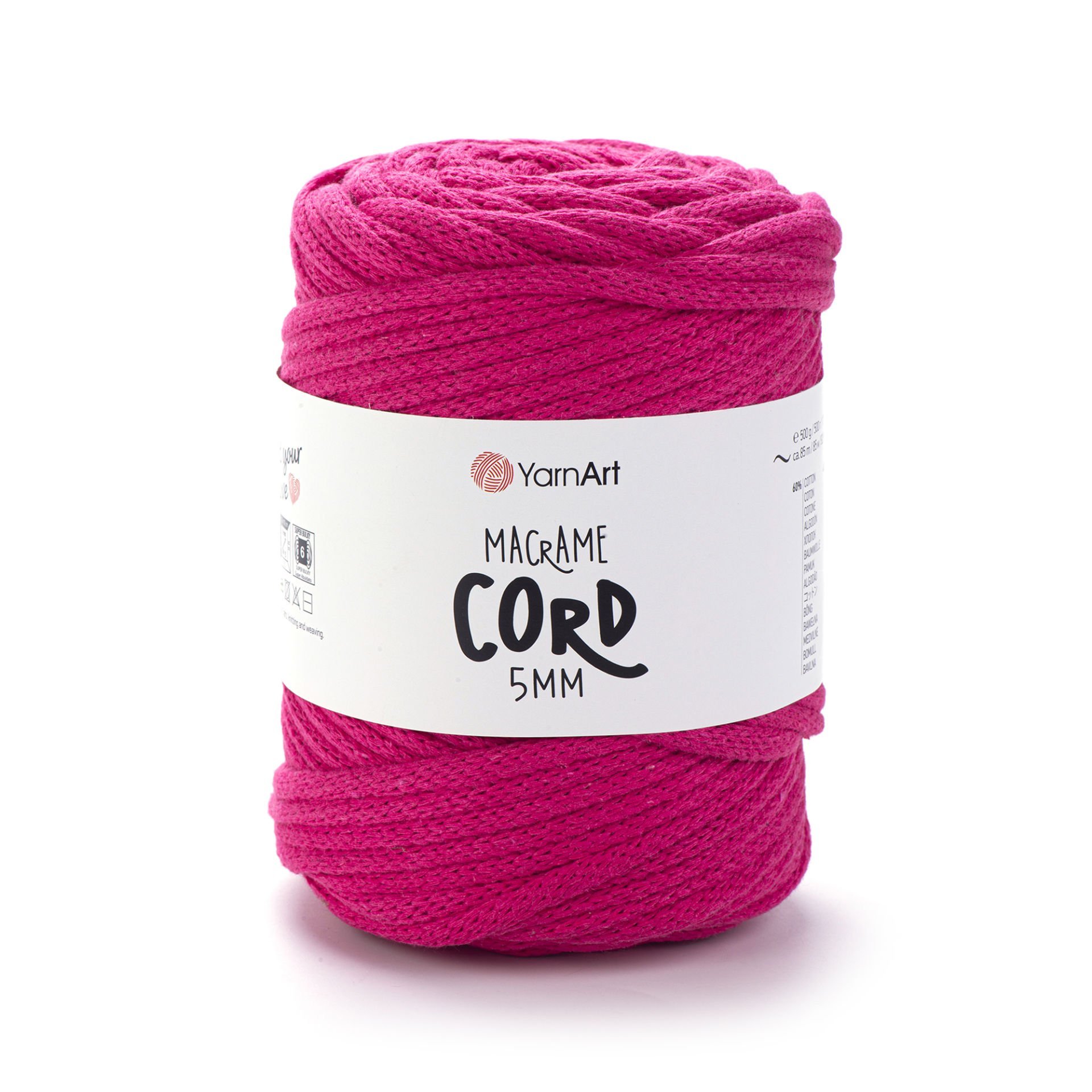 YARNART MACRAME CORD 5 MM - MAKROME EL ÖRGÜ İPİ FUŞYA - 771