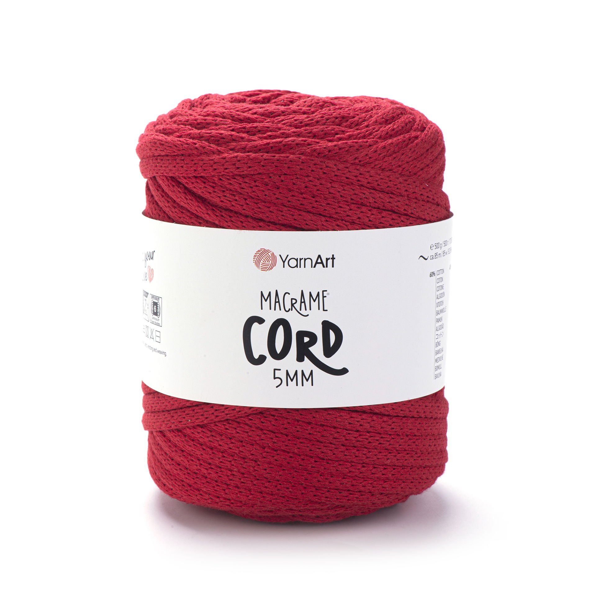 YARNART MACRAME CORD 5 MM - MAKROME EL ÖRGÜ İPİ KIRMIZI - 773