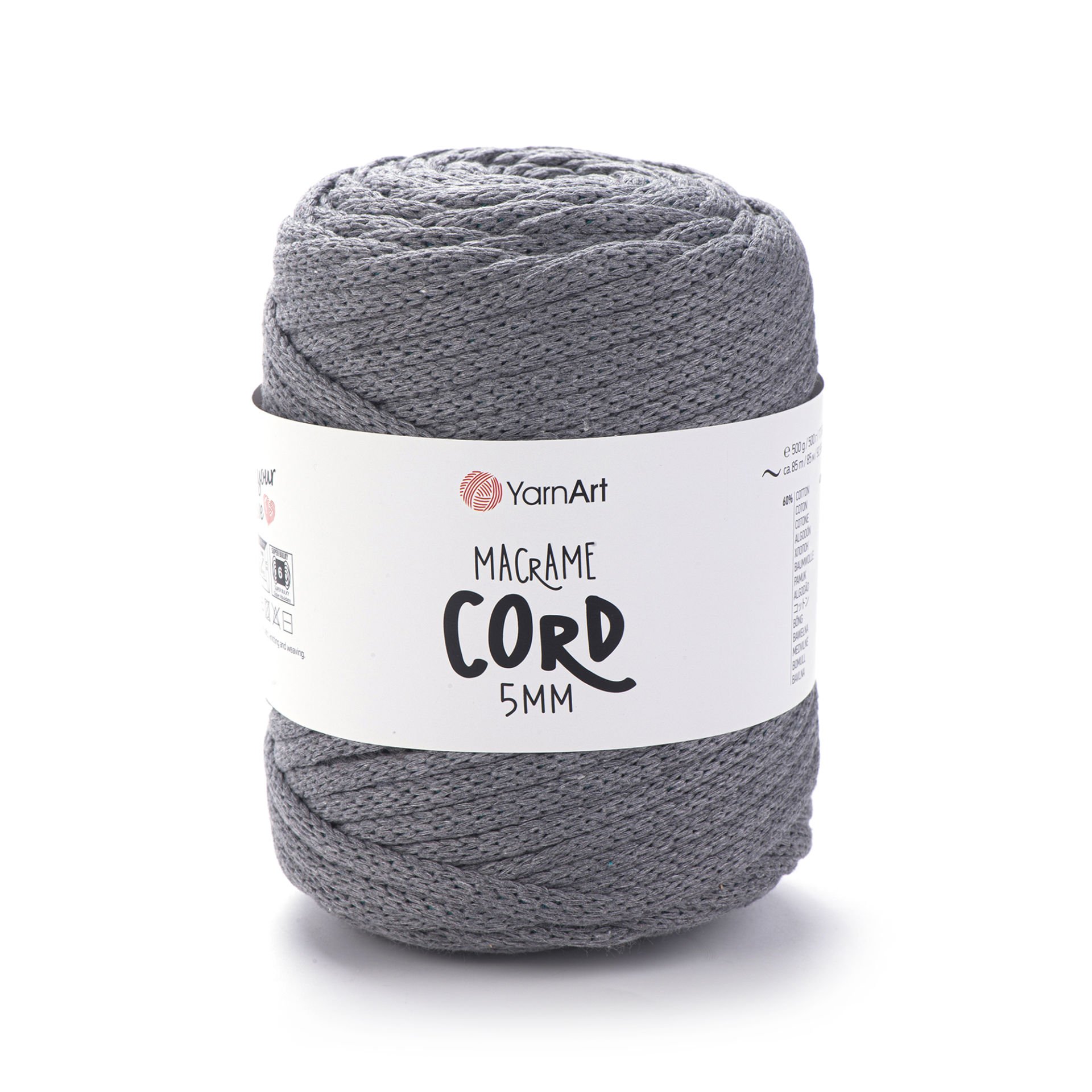 YARNART MACRAME CORD 5 MM - MAKROME EL ÖRGÜ İPİ GRİ - 774