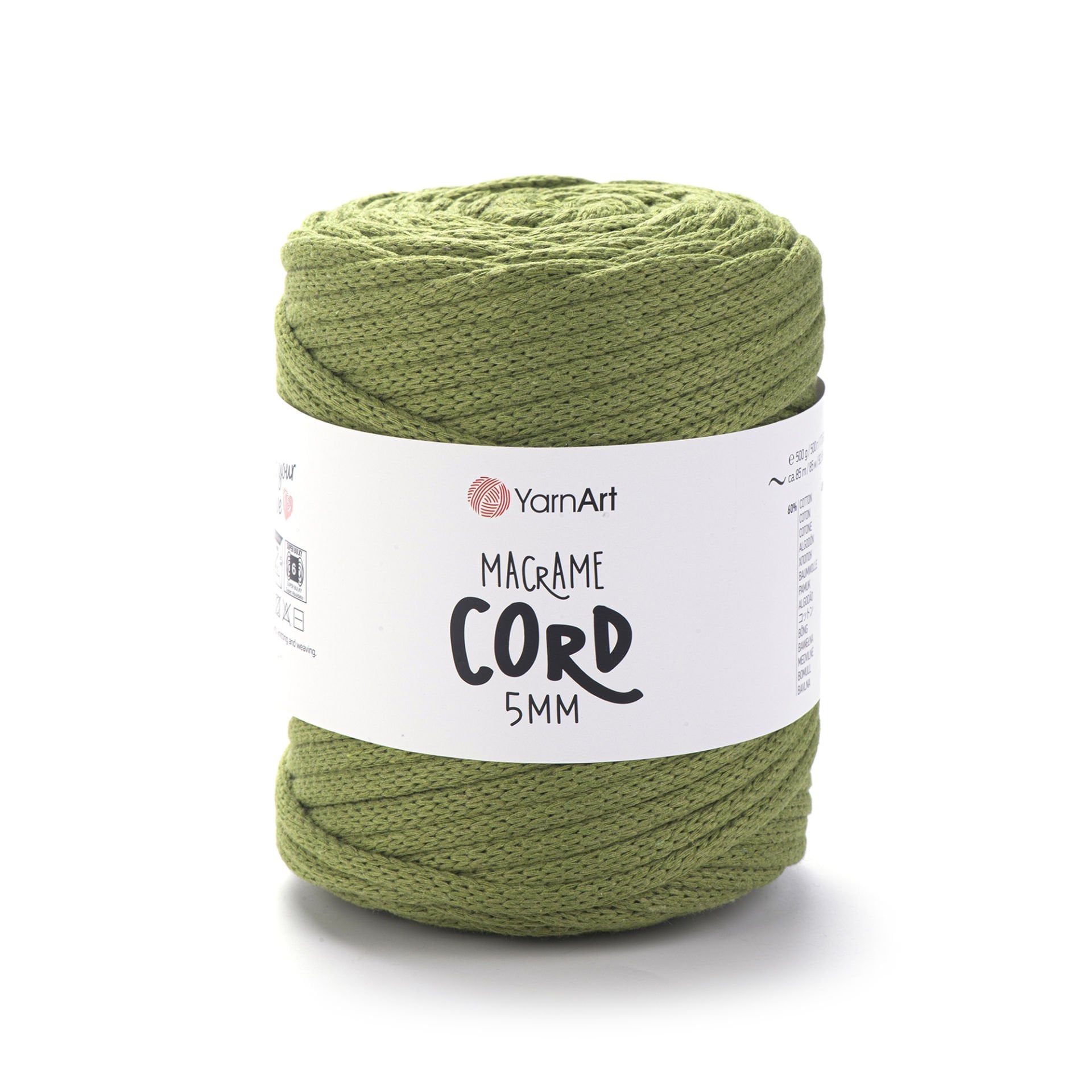 YARNART MACRAME CORD 5 MM - MAKROME EL ÖRGÜ İPİ ZEYTİN YEŞİLİ - 787