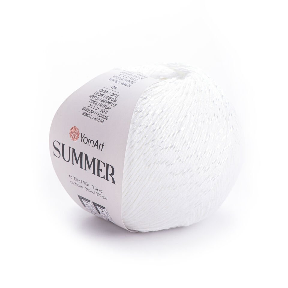 YARNART SUMMER - IŞILTILI EL ÖRGÜ İPİ BEYAZ - 03