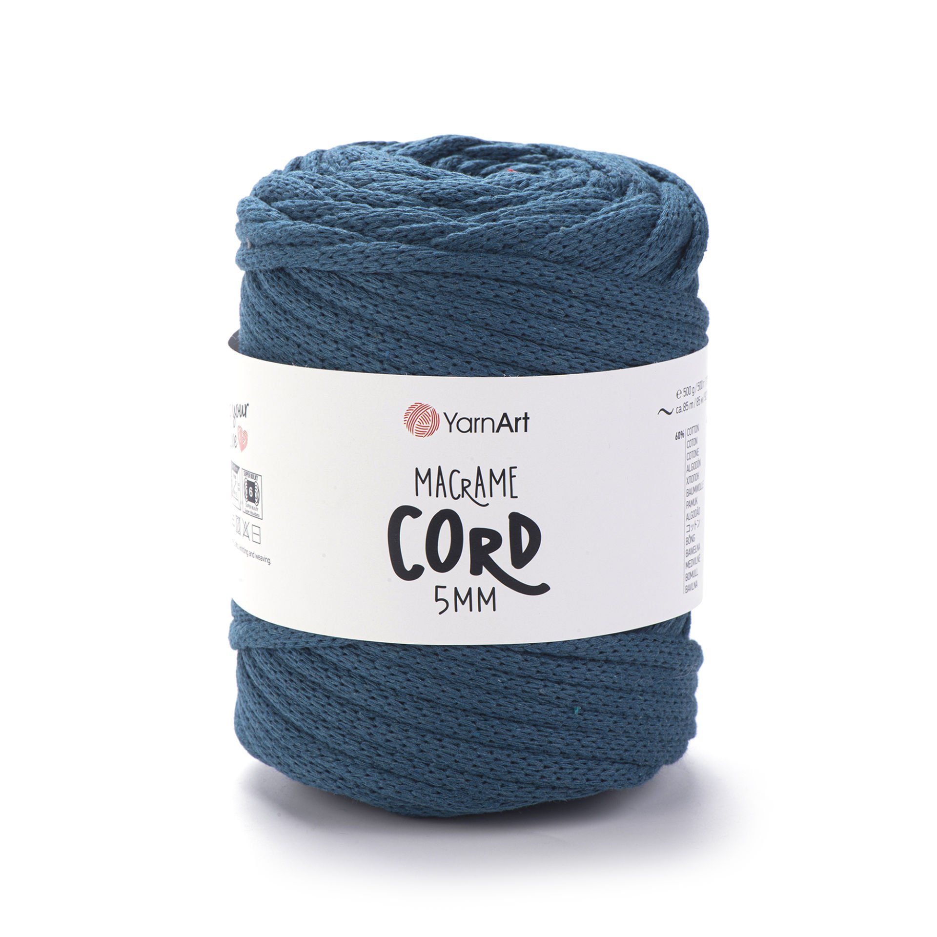 YARNART MACRAME CORD 5 MM - MAKROME EL ÖRGÜ İPİ PETROL MAVİSİ - 789