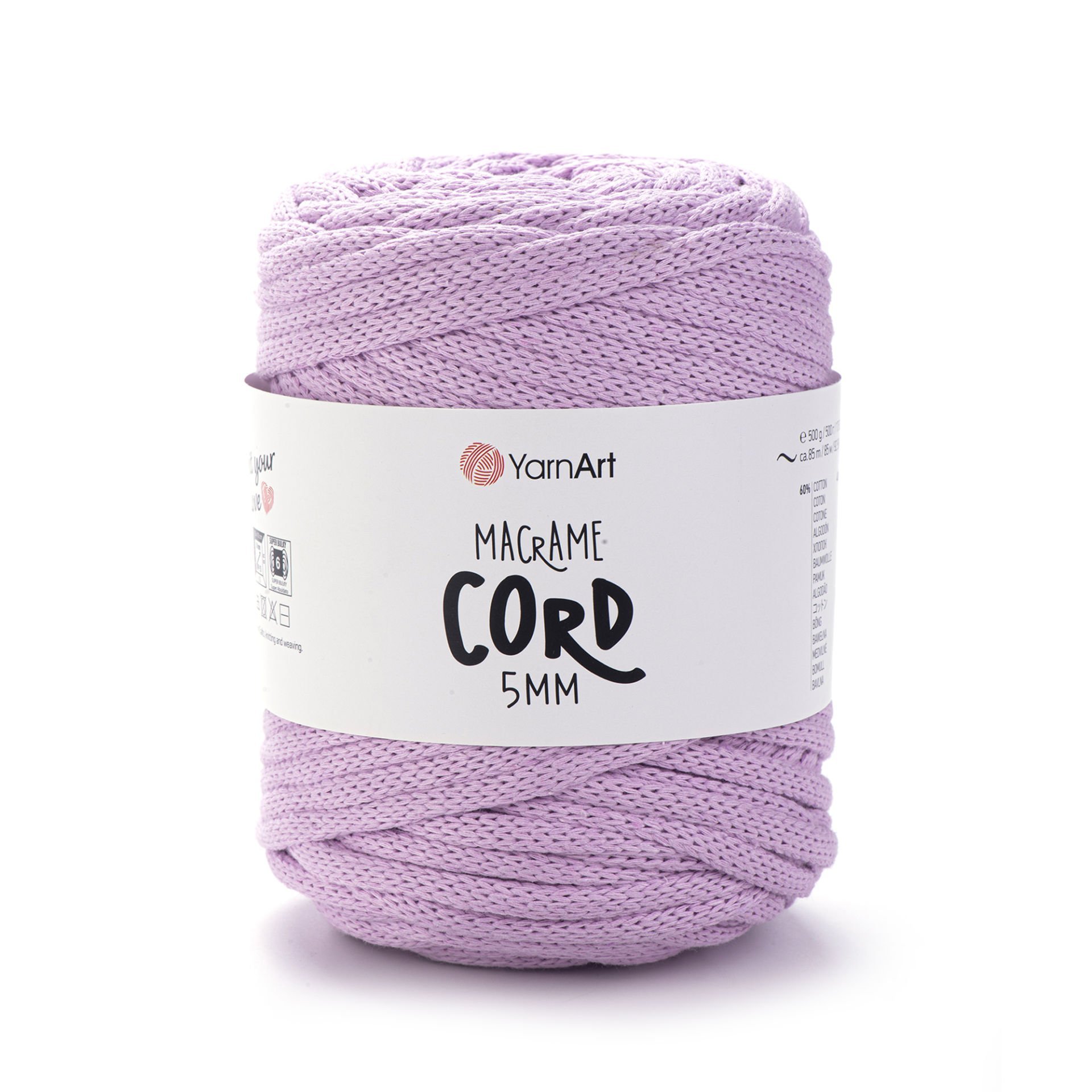 YARNART MACRAME CORD 5 MM - MAKROME EL ÖRGÜ İPİ LİLA - 765