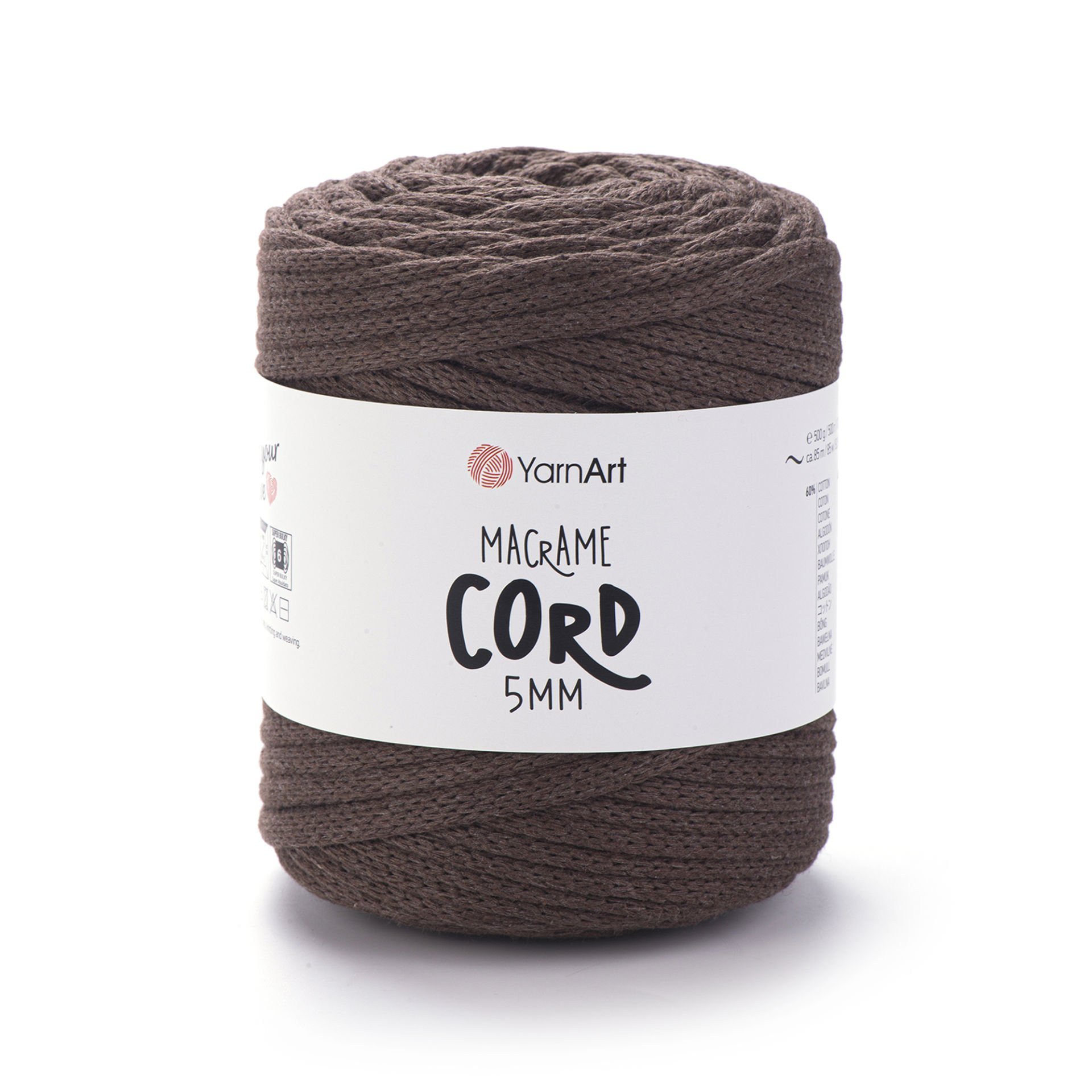 YARNART MACRAME CORD 5 MM - MAKROME EL ÖRGÜ İPİ KAHVERENGİ - 769