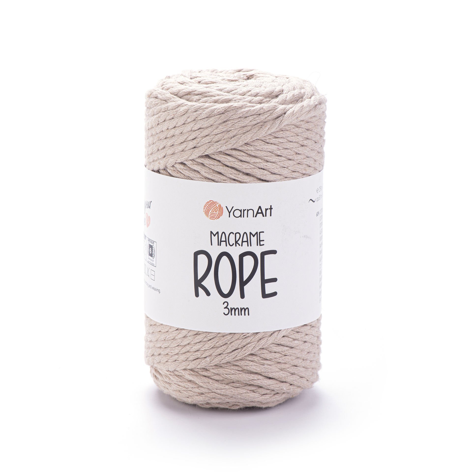 YARNART MACRAME ROPE 3 MM - MAKROME EL ÖRGÜ İPİ KREM - 753