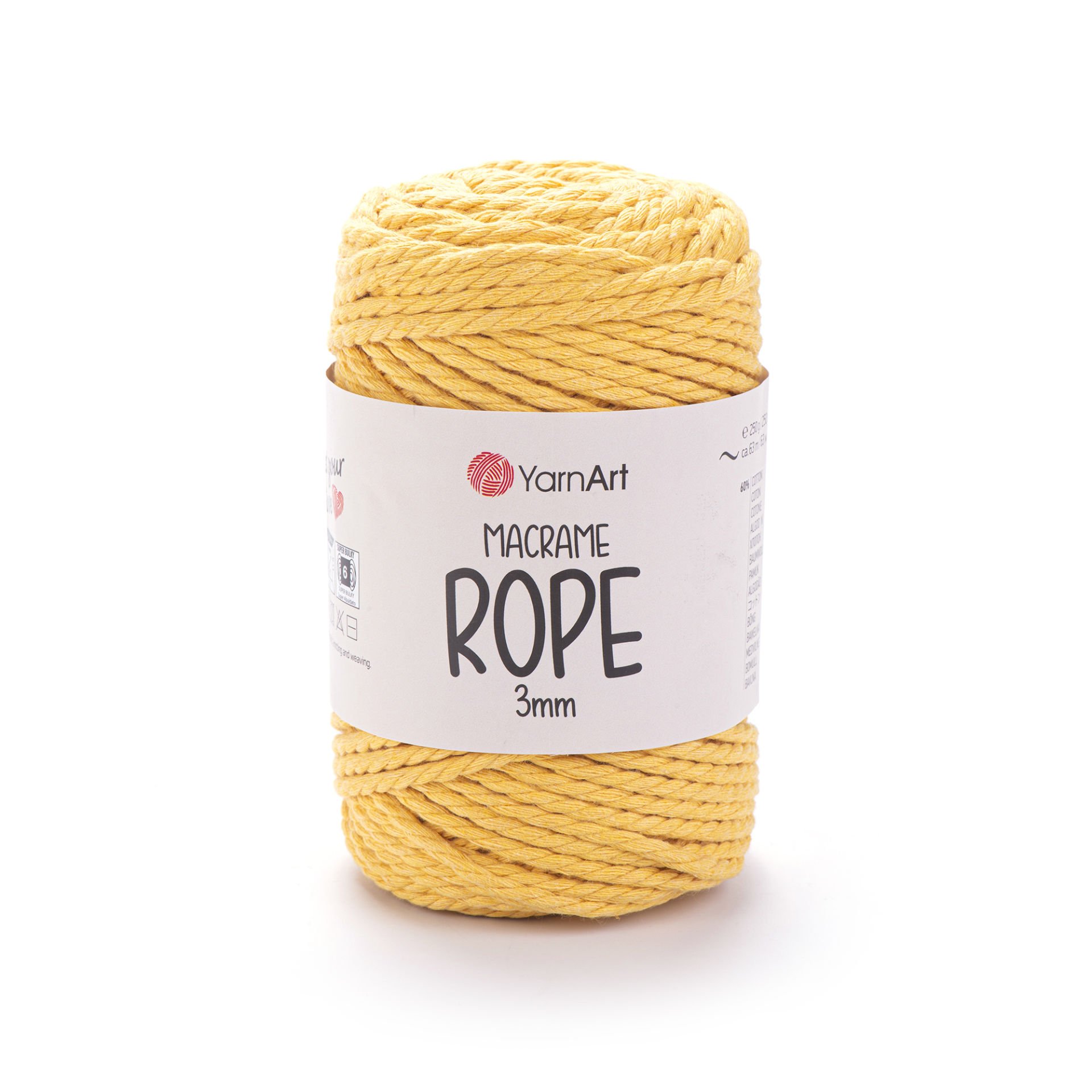 YARNART MACRAME ROPE 3 MM - MAKROME EL ÖRGÜ İPİ HARDAL - 764
