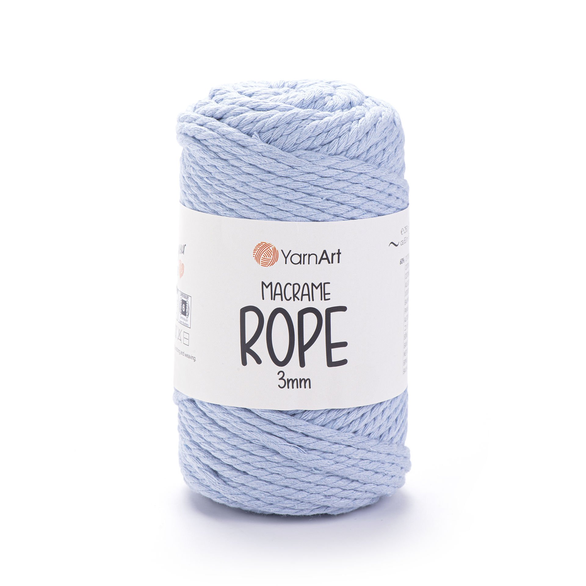 YARNART MACRAME ROPE 3 MM - MAKROME EL ÖRGÜ İPİ BEBE MAVİSİ - 760