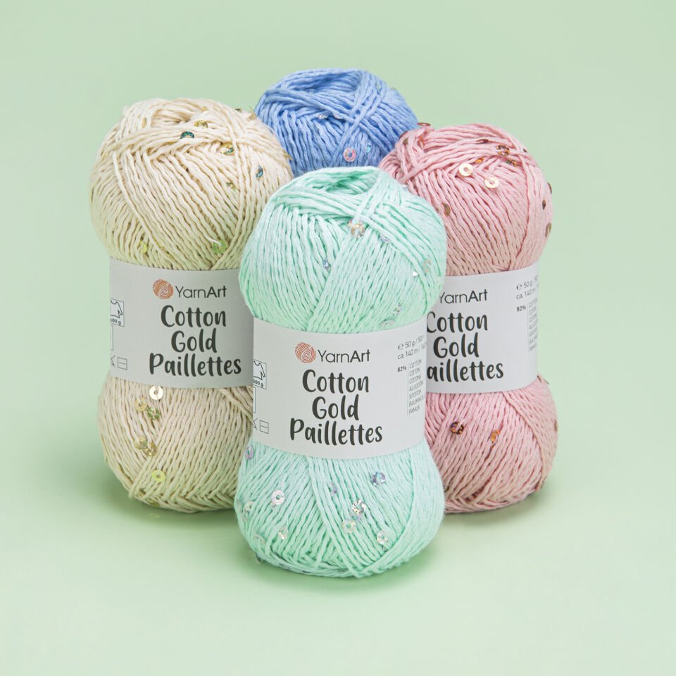 YARNART COTTON GOLD PAILLETTES - ÖRGÜ İPİ BEYAZ - 7102