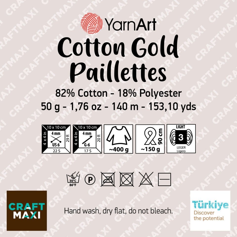 YARNART COTTON GOLD PAILLETTES - ÖRGÜ İPİ BEJ - 7105