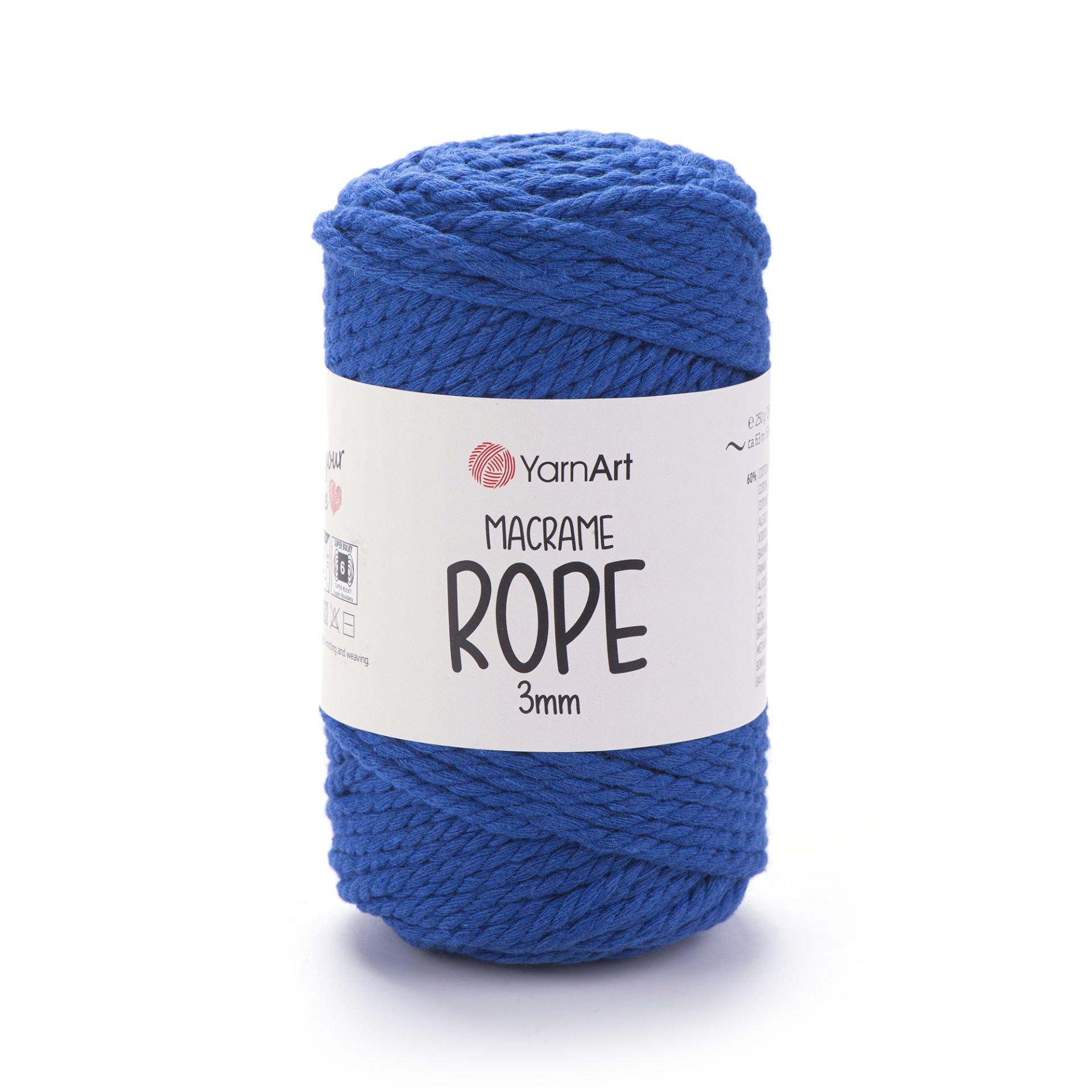 YARNART MACRAME ROPE 3 MM - MAKROME EL ÖRGÜ İPİ SAKS MAVİSİ - 772