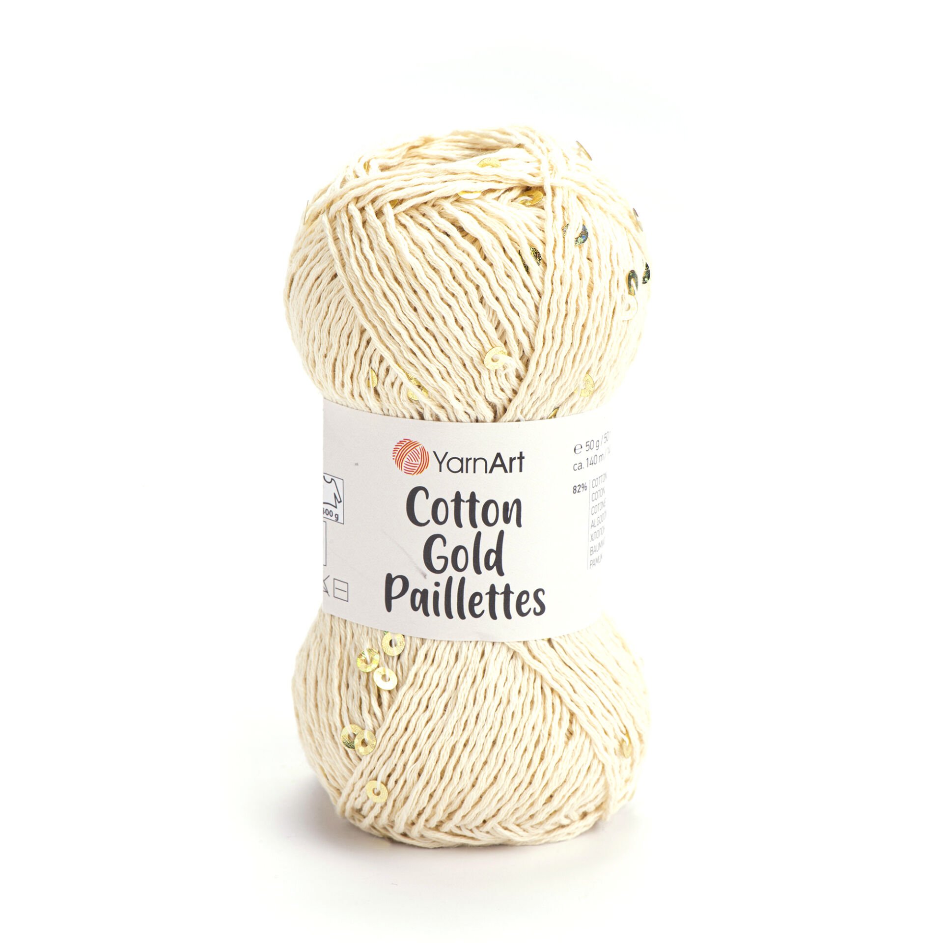 YARNART COTTON GOLD PAILLETTES - ÖRGÜ İPİ KREM - 7103