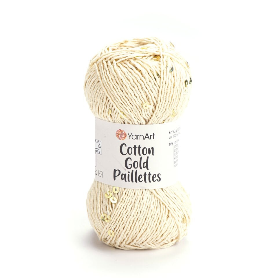 YARNART COTTON GOLD PAILLETTES - ÖRGÜ İPİ KREM - 7103