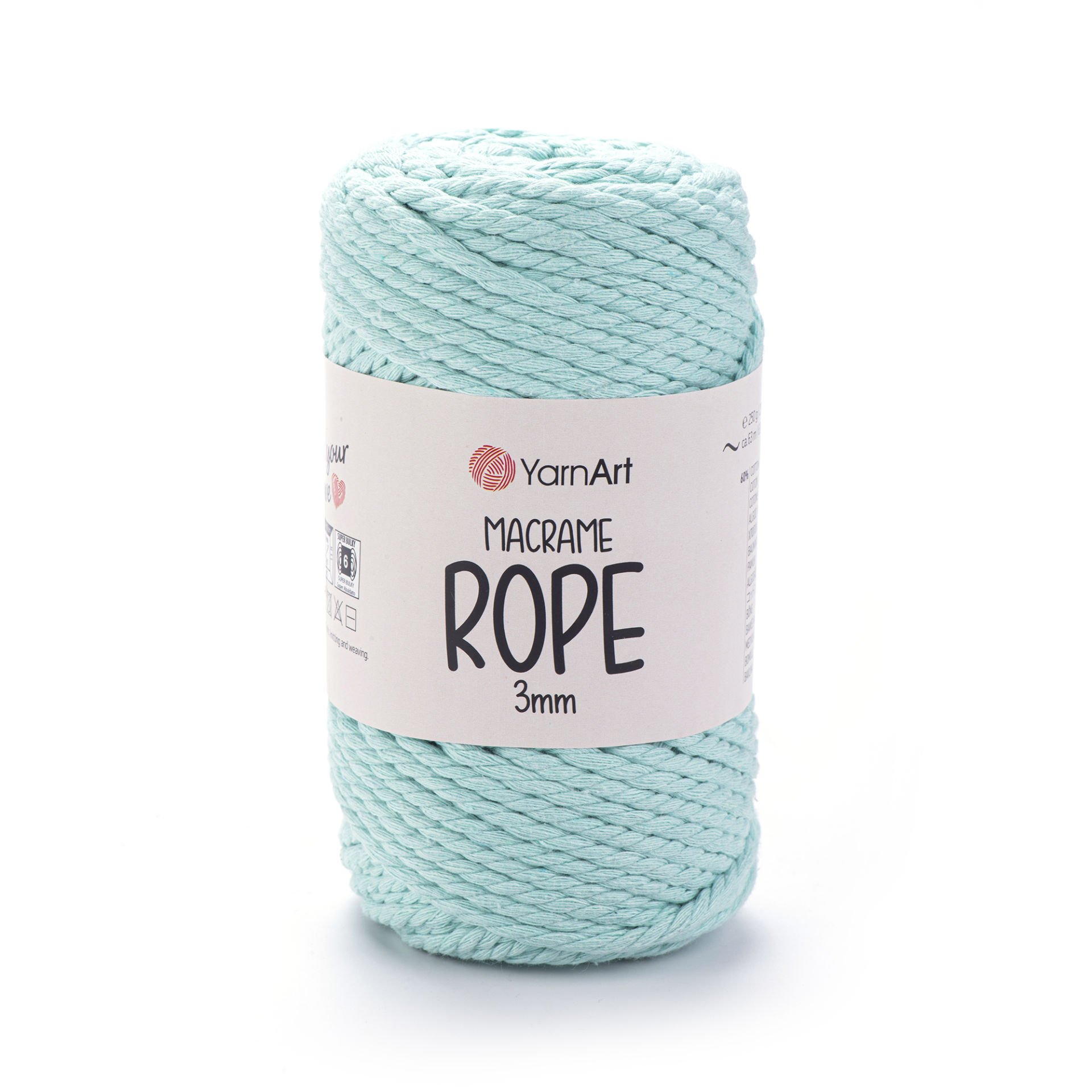YARNART MACRAME ROPE 3 MM - MAKROME EL ÖRGÜ İPİ AÇIK MAVİ - 775