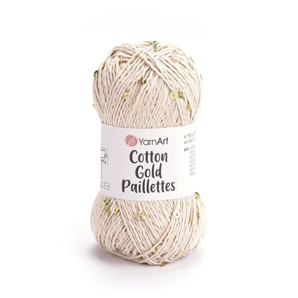YARNART COTTON GOLD PAILLETTES - ÖRGÜ İPİ KREM - 7104