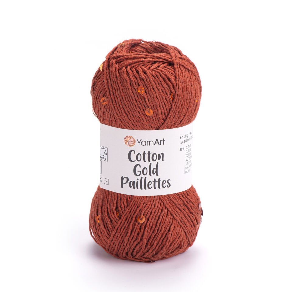 YARNART COTTON GOLD PAILLETTES - ÖRGÜ İPİ KİREMİT - 7117