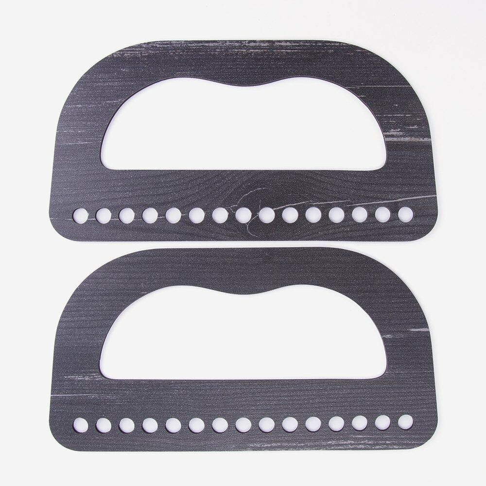 AHŞAP ÇANTA SAPI - DELİKLİ D MODEL - 2 ADET SİYAH - 20X10 CM