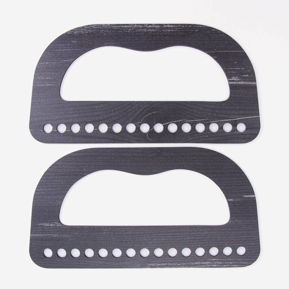 AHŞAP ÇANTA SAPI - DELİKLİ D MODEL - 2 ADET SİYAH - 20X10 CM