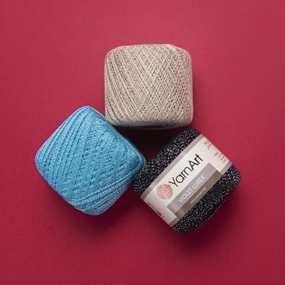 YARNART VIOLET LUREX - SİMLİ, MERSERİZE DANTEL İPİ