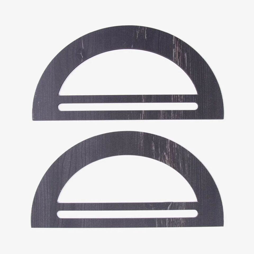 AHŞAP ÇANTA SAPI - DÜZ D MODEL - 2 ADET SİYAH - 20X10 CM