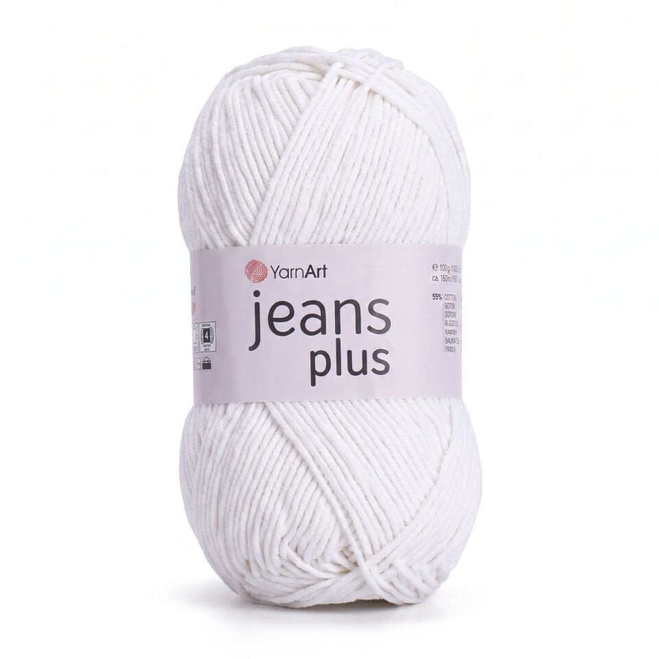 YARNART JEANS PLUS - EL ÖRGÜ İPİ BEYAZ - 01