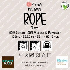 YARNART MACRAME ROPE 9MM - MAKROME EL ÖRGÜ İPİ KOYU GRİ - 758