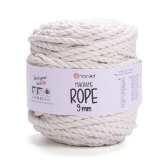 YARNART MACRAME ROPE 9MM - MAKROME EL ÖRGÜ İPİ KREM - 752