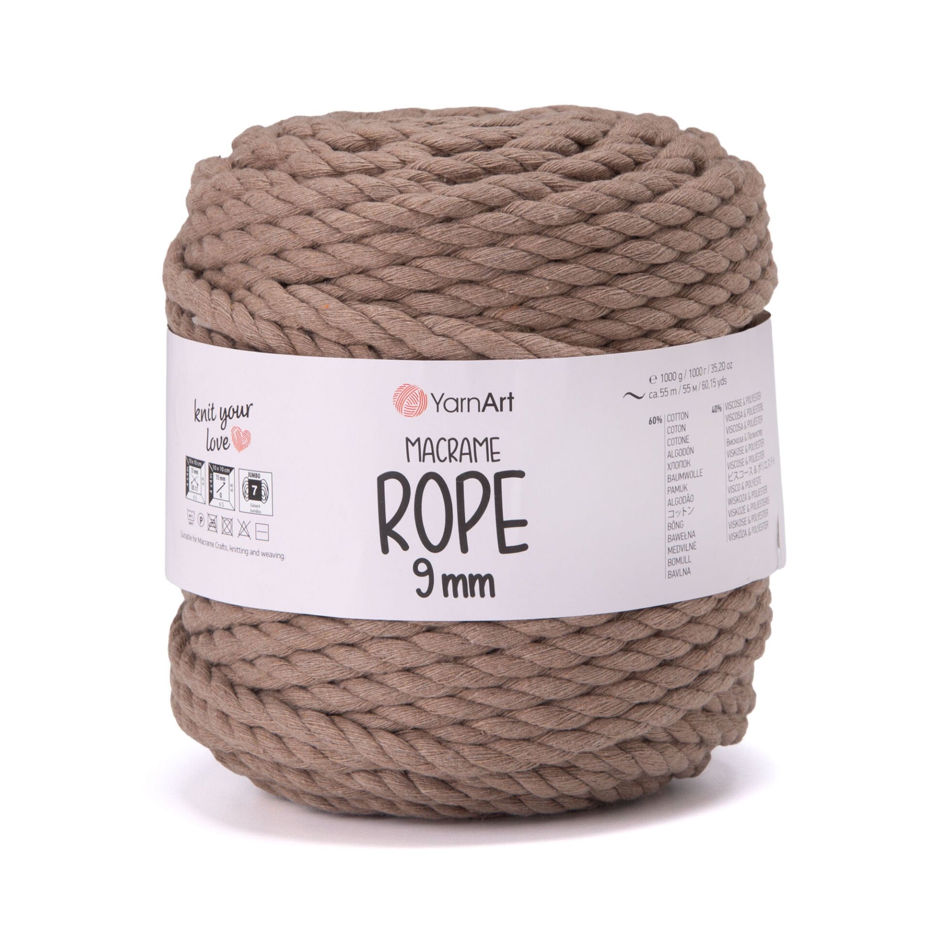 YARNART MACRAME ROPE 9MM - MAKROME EL ÖRGÜ İPİ BEJ - 768
