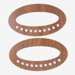 AHŞAP ÇANTA SAPI - OVAL - 2 ADET CEVİZ - 16X9 CM - 16X9 CM