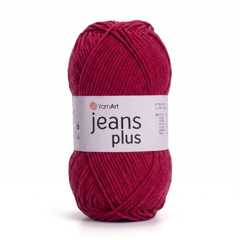 YARNART JEANS PLUS - EL ÖRGÜ İPİ KOYU KIRMIZI - 51