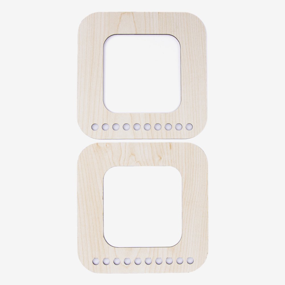 AHŞAP ÇANTA SAPI - KARE - 2 ADET AKÇAAĞAÇ - 15X15 CM - 15X15 CM