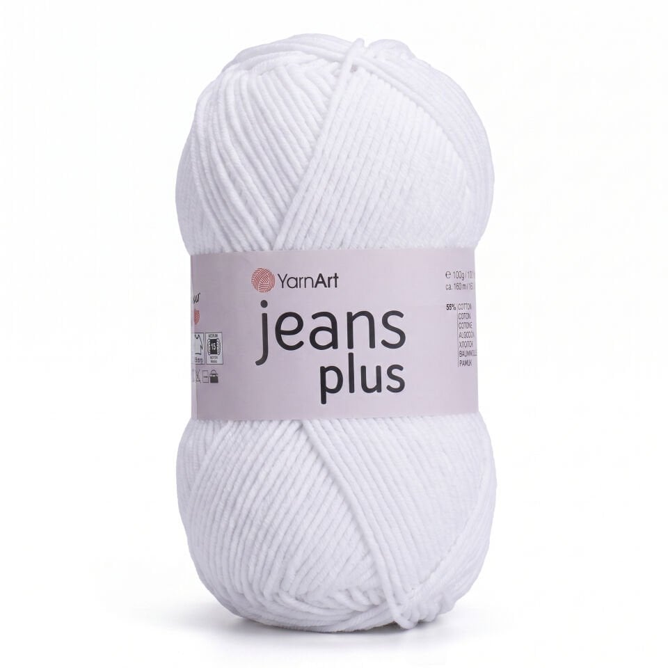 YARNART JEANS PLUS - EL ÖRGÜ İPİ OPTİK BEYAZ - 62
