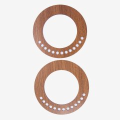 AHŞAP ÇANTA SAPI - YUVARLAK - 2 ADET CEVİZ - 15 CM - 15 CM