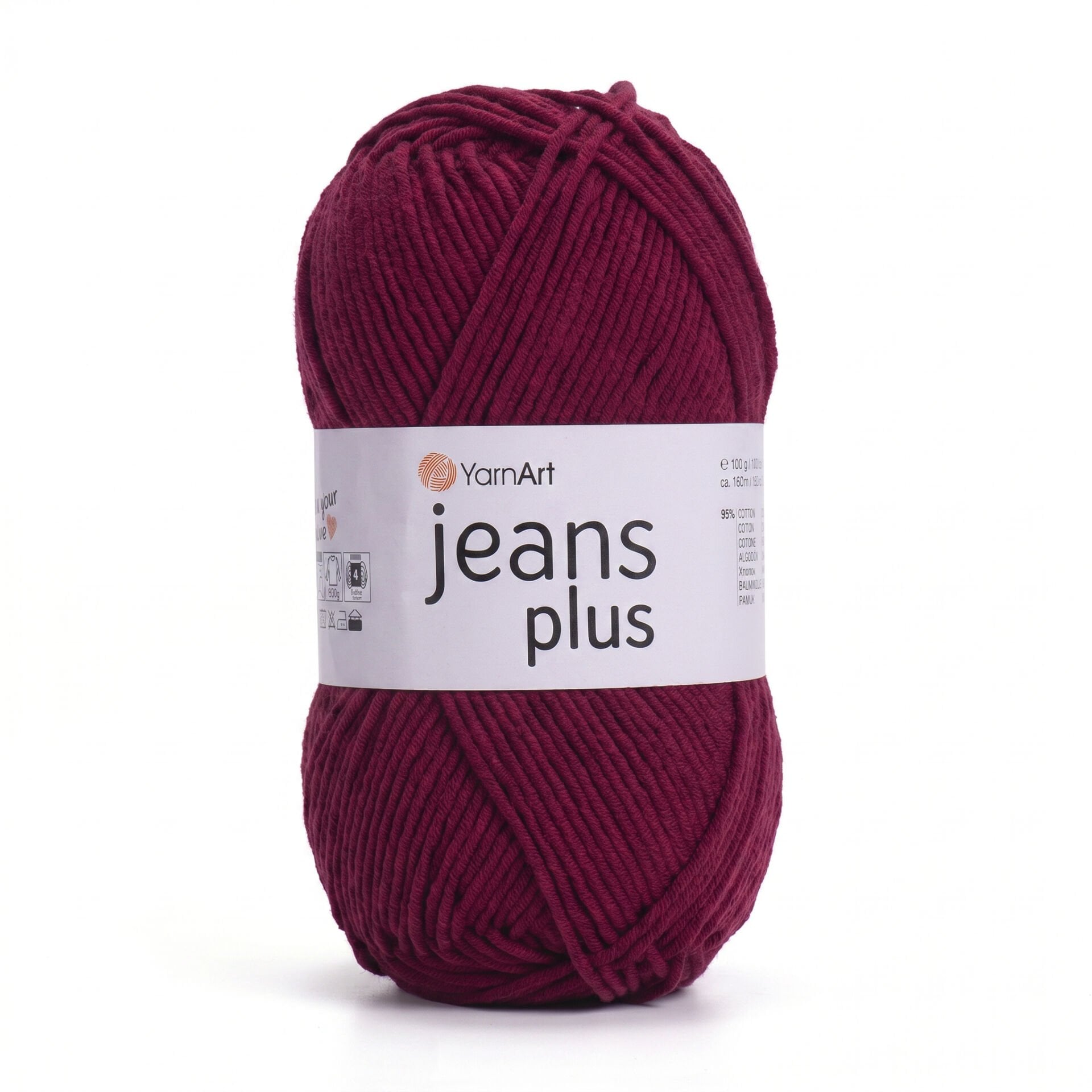 YARNART JEANS PLUS - EL ÖRGÜ İPİ BORDO - 66