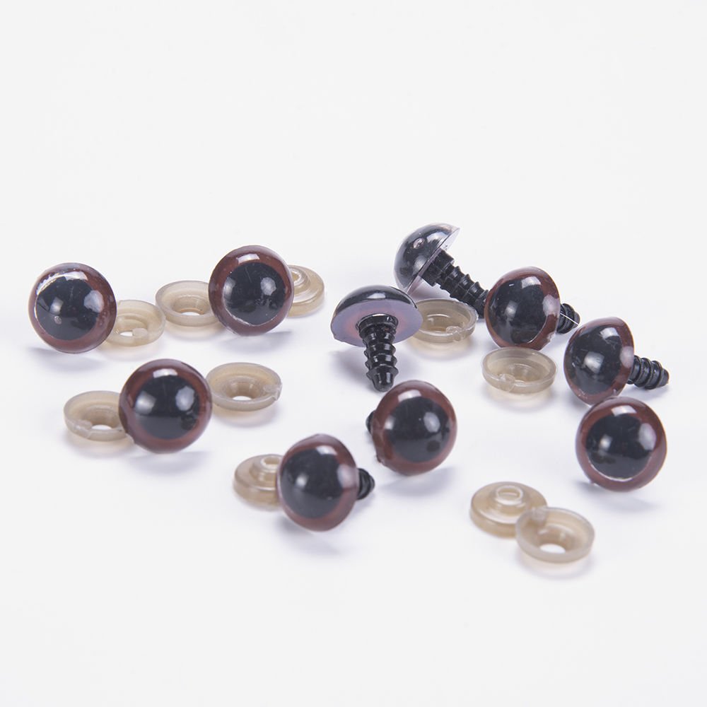 AMİGURUMİ VİDALI GÖZ - KAHVERENGİ - 5 ÇİFT 14 MM