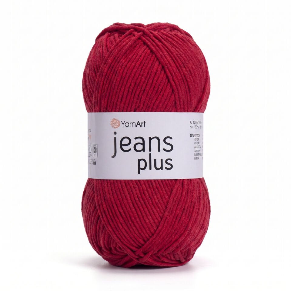 YARNART JEANS PLUS - EL ÖRGÜ İPİ KIRMIZI - 90