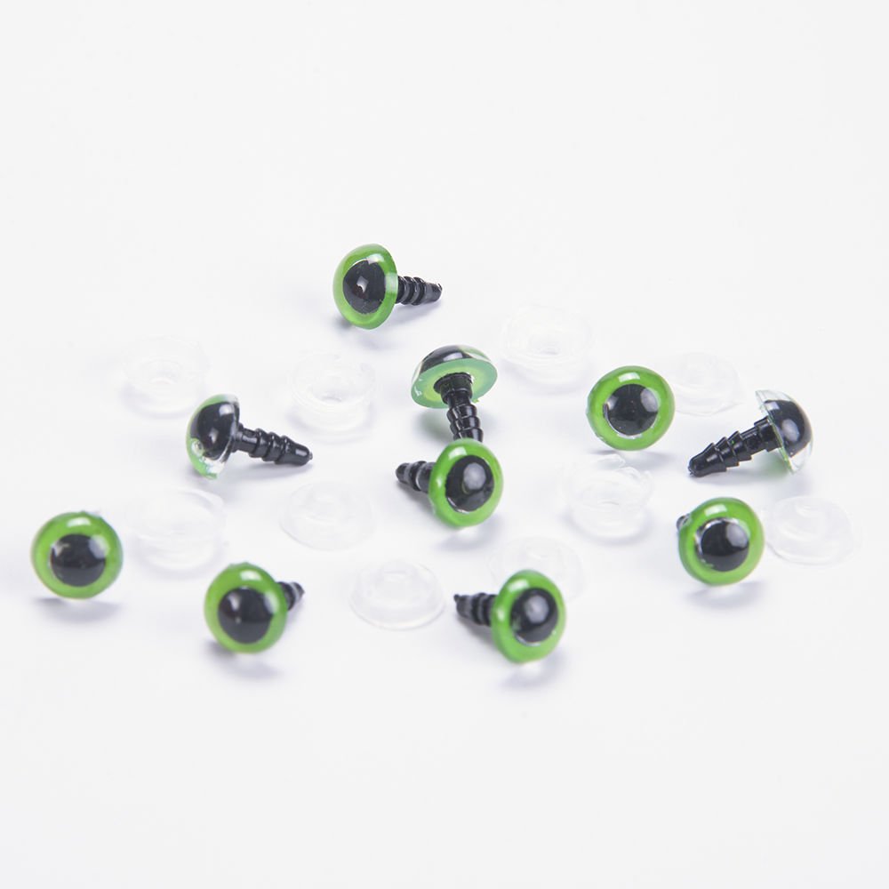 AMİGURUMİ VİDALI GÖZ - YEŞİL - 5 ÇİFT 12 MM