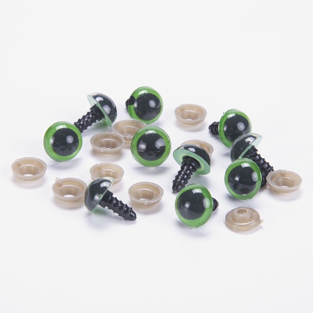 AMİGURUMİ VİDALI GÖZ - YEŞİL - 5 ÇİFT 14 MM