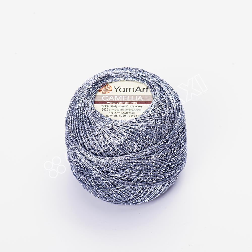 YARNART CAMELLIA - SİMLİ DANTEL İPİ GRİ-MAVİ - 424