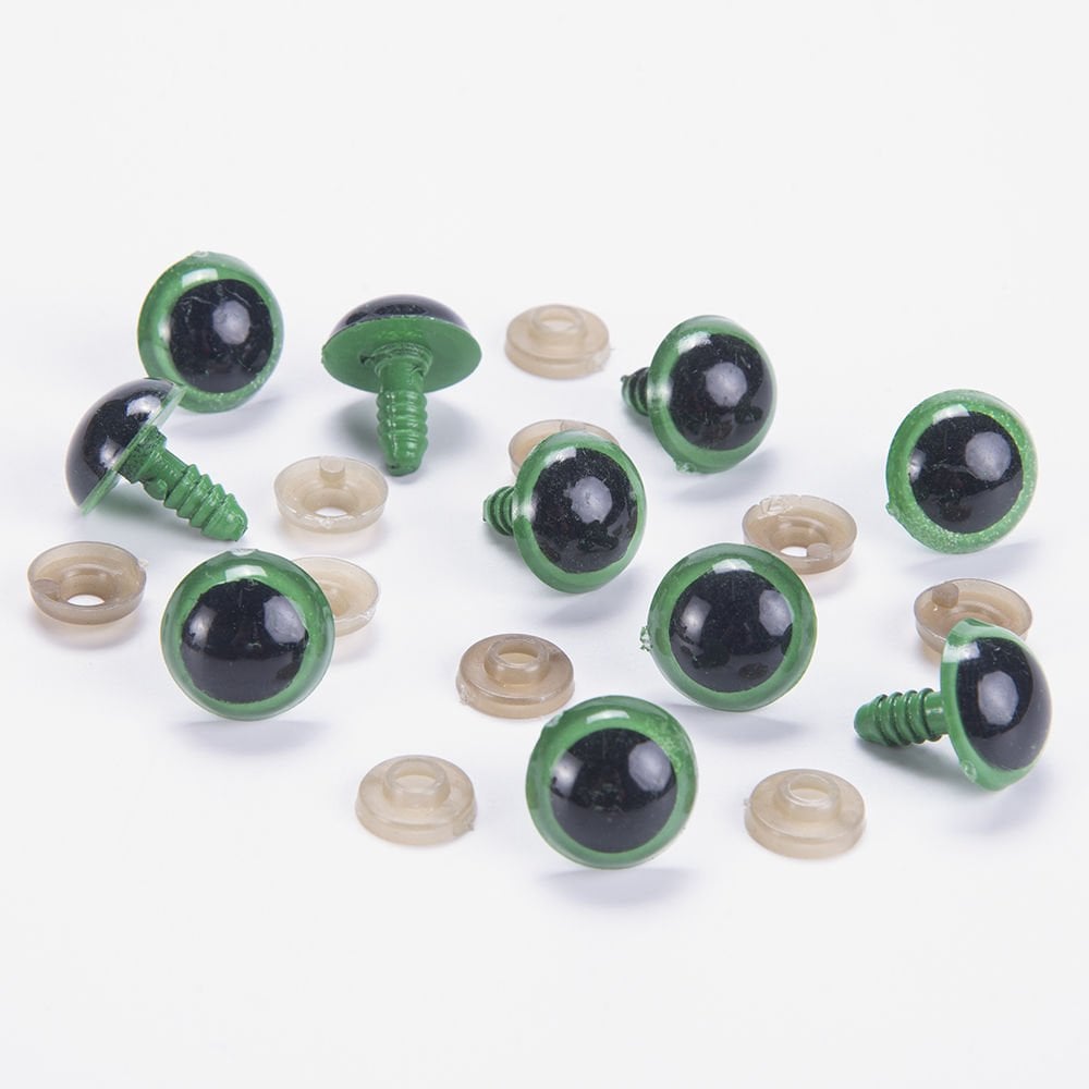 AMİGURUMİ VİDALI GÖZ - YEŞİL - 5 ÇİFT 16 MM