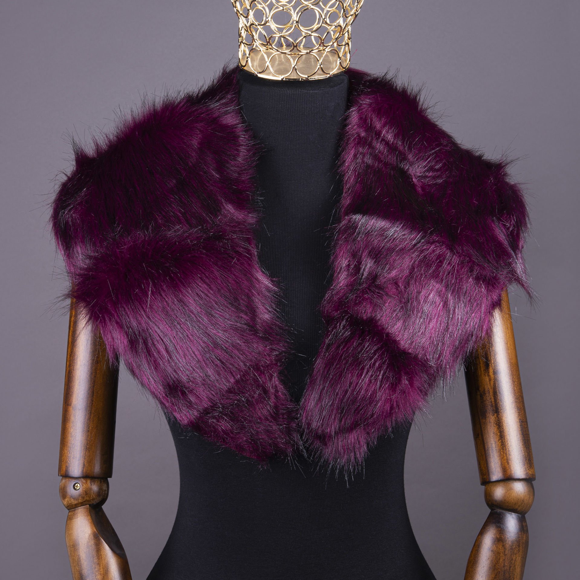 YARNART SHAWL - SUNİ KÜRK ŞAL BORDO - 03