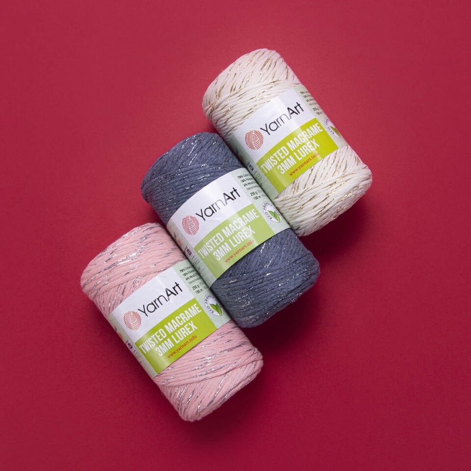 YARNART TWISTED MACRAME 3 MM LUREX - MAKROME EL ÖRGÜ İPİ