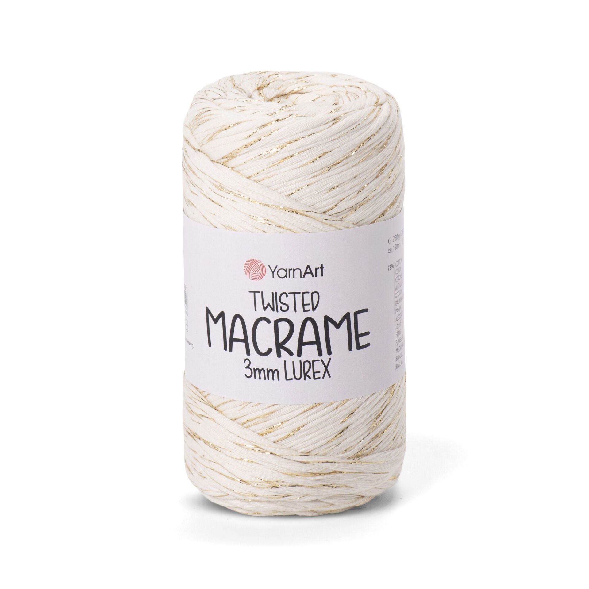 YARNART TWISTED MACRAME 3 MM LUREX - MAKROME EL ÖRGÜ İPİ KREM - 752
